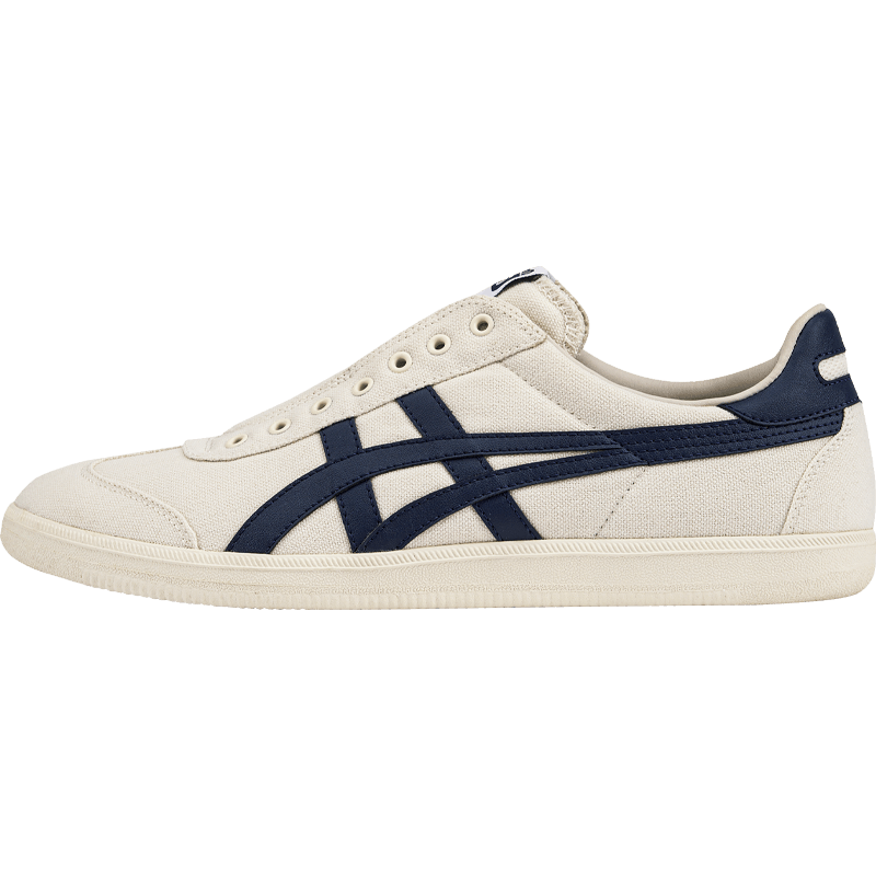 Onitsuka Tiger鬼塚虎懒人鞋 夏季一脚蹬男女款休闲鞋 TOKUTEN SLIP-ON 米色/蓝色 41.5