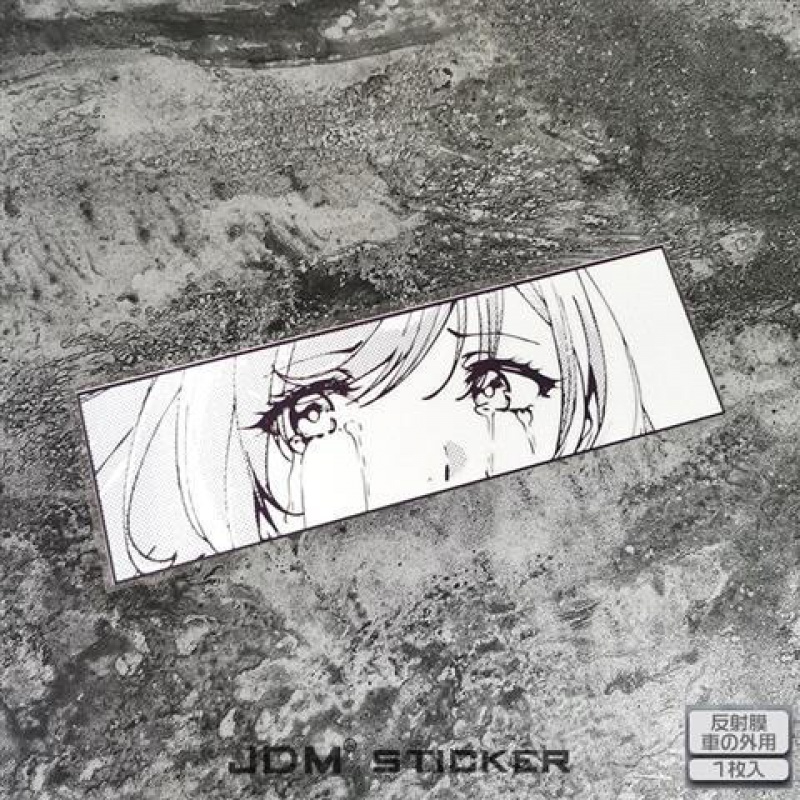 jdm日系漫画风流泪女孩反光汽车车窗油箱盖贴纸电动车贴纸划痕贴 反光