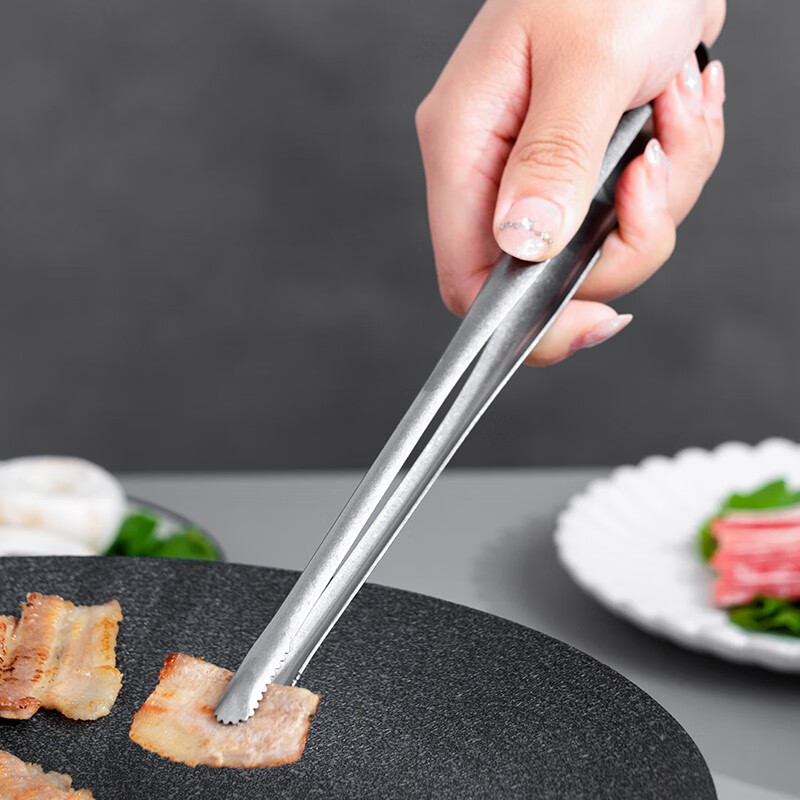 cook 烤肉夹304不锈钢蛋糕面包夹食品夹家用夹子 韩式复古烧烤镊子