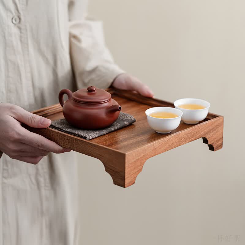 希格鲨北美黑胡桃木家用壶承小型茶盘紫砂壶垫茶托干泡台高端实木储水式 升级版整块胡桃木壶承-浪花