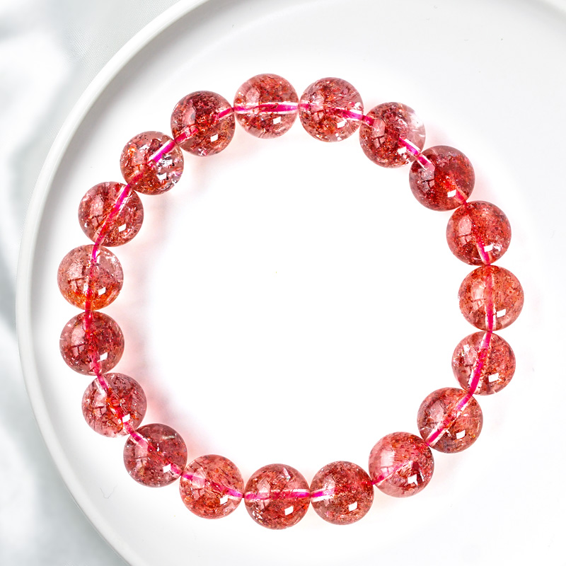 宫艳 送鉴定证书水晶手串天然收藏超七金草莓晶手链女实用男友2024年