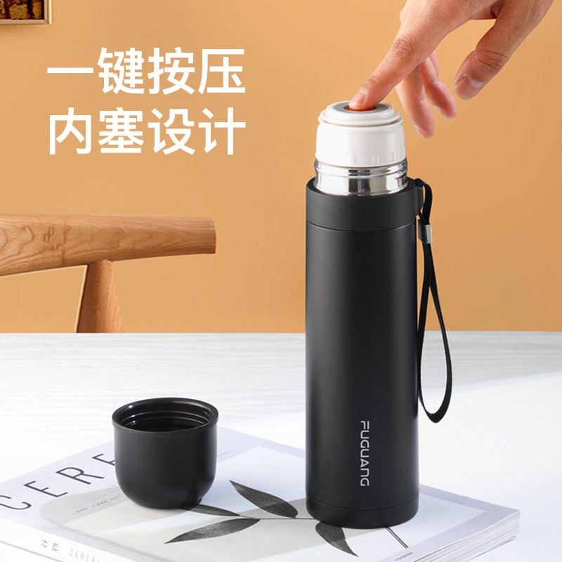 富光 男女士真空不锈钢保温杯 旅行运动水杯子 便携式车载办公茶杯 幽冥黑 500ml