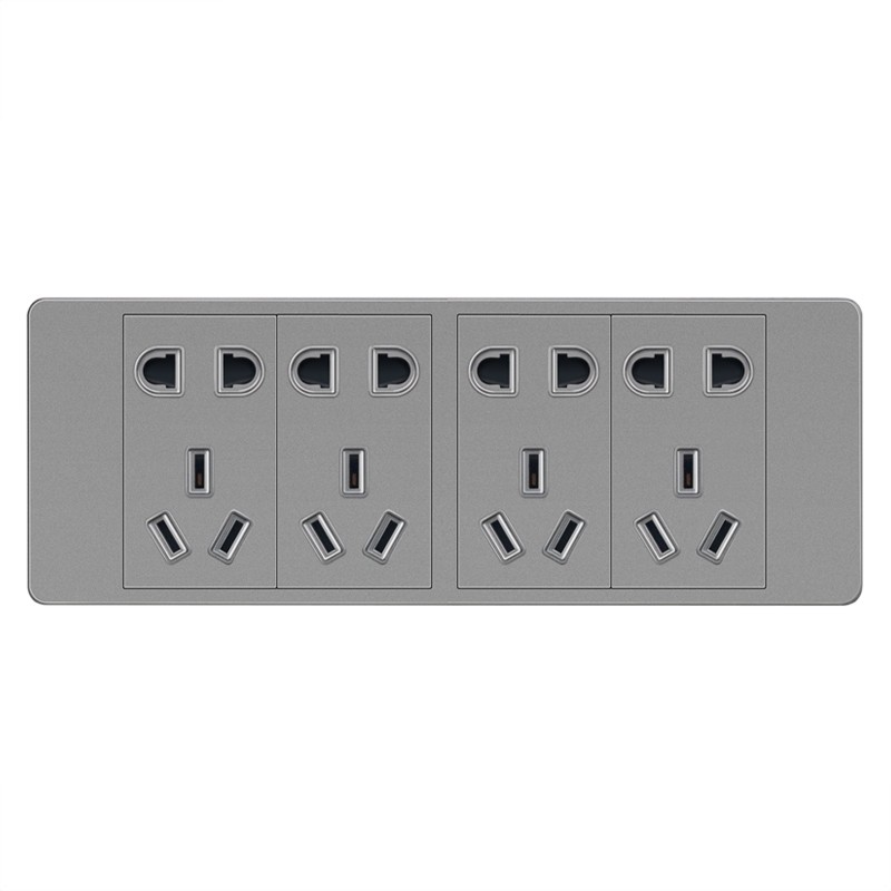 德雕(dediao)118型钛金灰色家用暗装118四位20孔电源插座十二孔 12孔