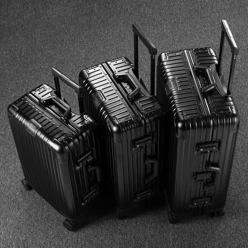 WEOBGR SABRE瑞士军刀全铝镁合金行李箱26万向轮旅行托运箱全铝合金拉杆皮箱子 钻石黑【顺丰发货】 24英寸 【全铝镁金属箱体】