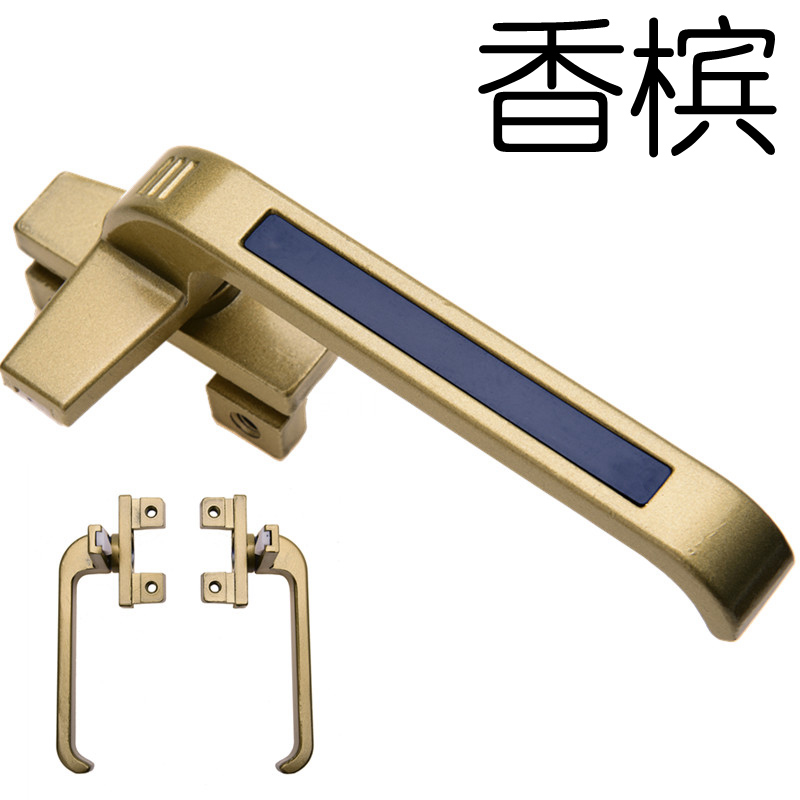 加厚款38型铝合金门窗把手平开窗执手幕墙上悬窗拉手窗户7字锁扣 褐色