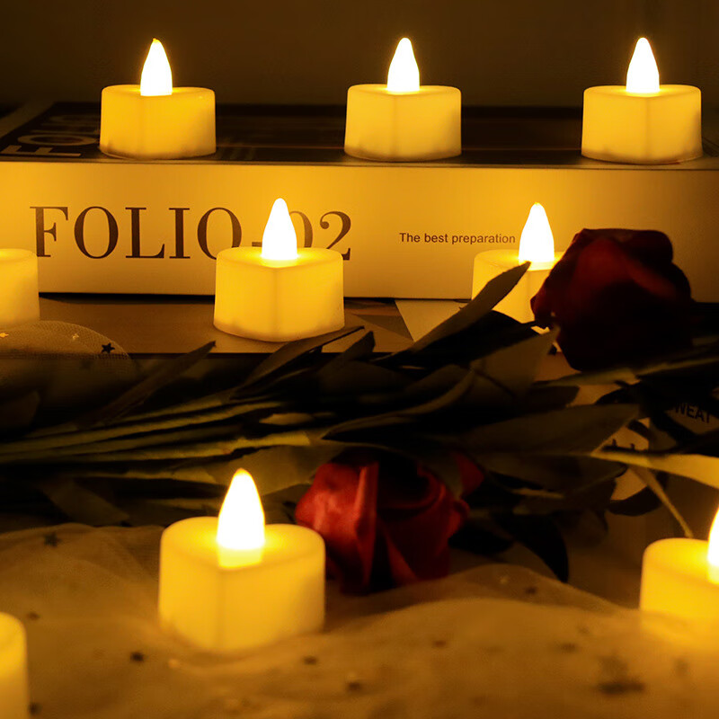 盛世泰堡led电子蜡烛灯告白装饰求婚生日烛光晚餐氛围布置 心形款24个