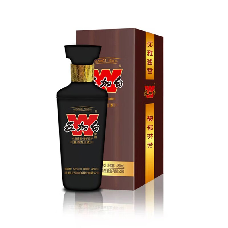 五加白优雅450ml*53度酱香型白酒盒酒 450ml*1瓶