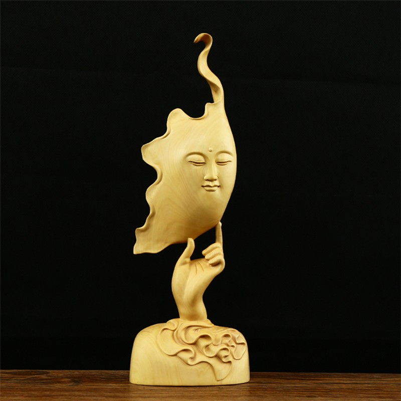 黄杨木雕中式北欧简约现代创意实木工艺品摆件客厅得心应手装饰品