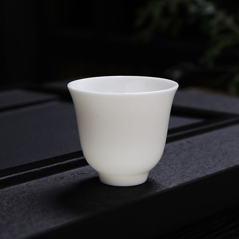 世宝羊脂玉小杯子套装家用一套主人杯功夫茶杯 1个杯子 反口杯(纯白)