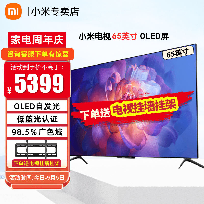 小米MI小米电视6 OLED自发光屏 4KHDR 超薄全面屏 运动补偿 3+32GB运动补偿低蓝光护眼教育电视机 【65英寸】高端OLED自发光