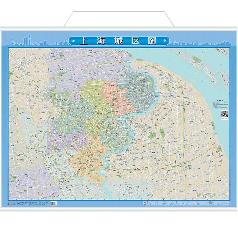 2019新版 上海城区交通地图挂图 上海挂图超大1.