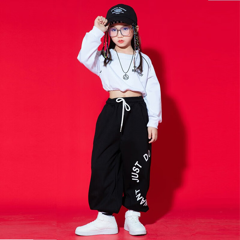 魅乐凯女童爵士舞服装秋季儿童街舞露脐套装女生炸街潮服女孩嘻哈演出