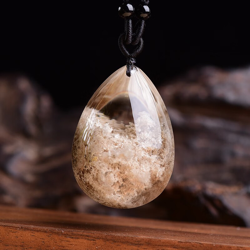 添祥 天然水晶 白幽灵吊坠 水滴吊坠 全净体幽灵异象白幽灵山景石鬼佬