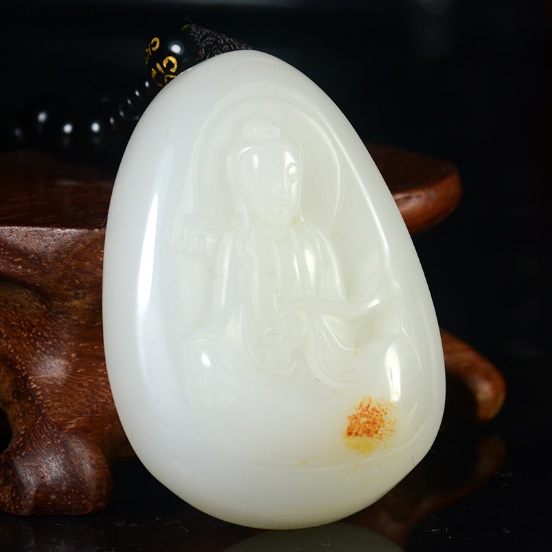 snqp七夕节情人节礼物 新疆和田人造玉 观音吊坠 图片色 坠 图片色