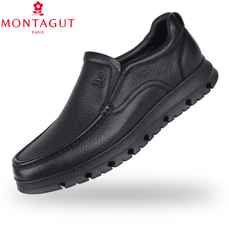 梦特娇男鞋2022秋季新款高档超轻耐磨鹿皮套脚商务休闲真皮皮鞋z