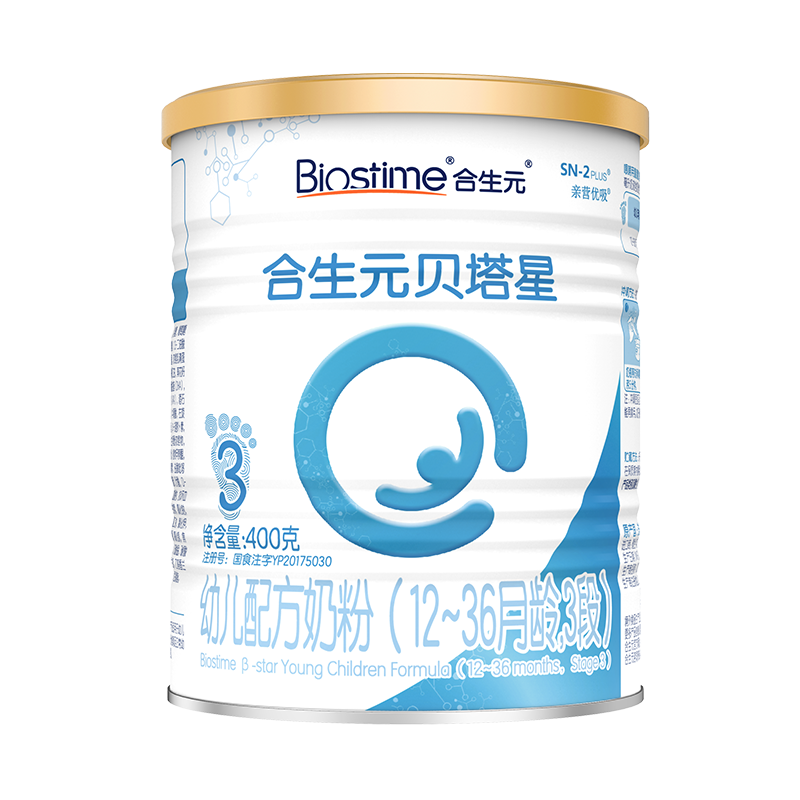 选择合生元(BIOSTIME)贝塔星(原金装)幼儿进口配方奶粉3段400g,关注宝宝成长