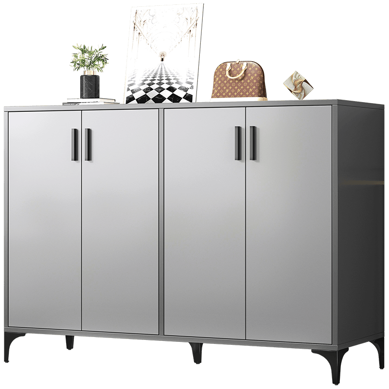 左印 鞋柜家用门口意式轻奢简约现代储物柜玄关柜一体鞋柜 【四门】天空灰120*30*90cm 组装