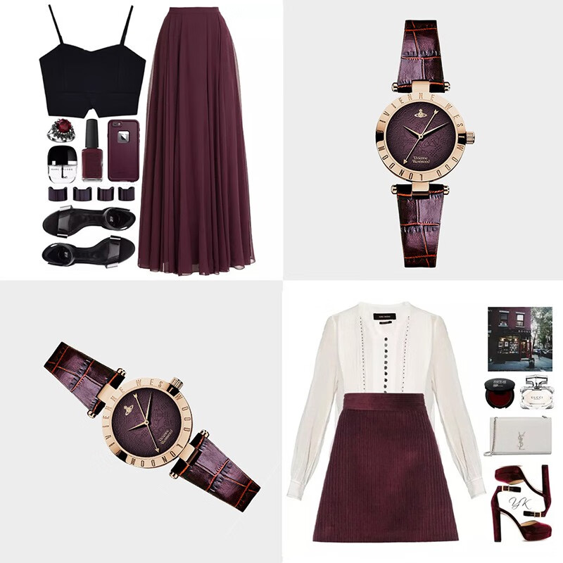 Vivienne Westwood西太后手表女士复古皮带女腕表女生日节日礼物圣诞礼物新年跨年 复古静谧紫 VV092BRBR 28mm