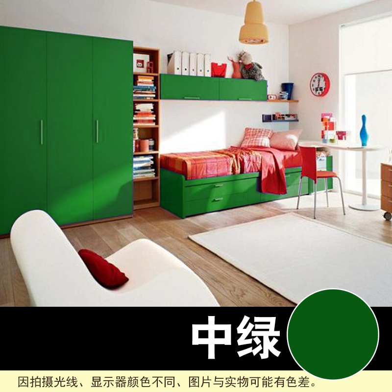 蒂水性木器金属漆自刷改色旧家具木头门窗翻新家具漆栏杆水性漆 中绿