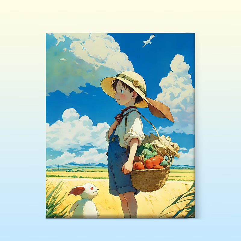 霸蓝宫崎骏的夏天0基础diy数字油画手绘油彩画丙烯填充