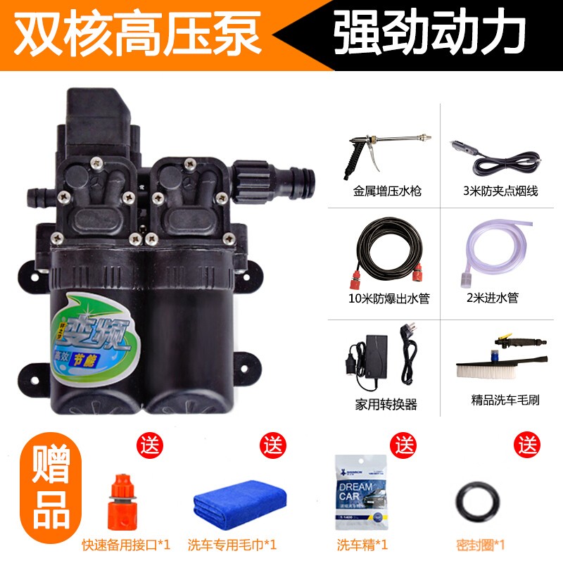 车玄友洗车机洗车器家用高压车载电动便携自动12v洗车机刷车器机水枪泵 双泵豪华版+转换器