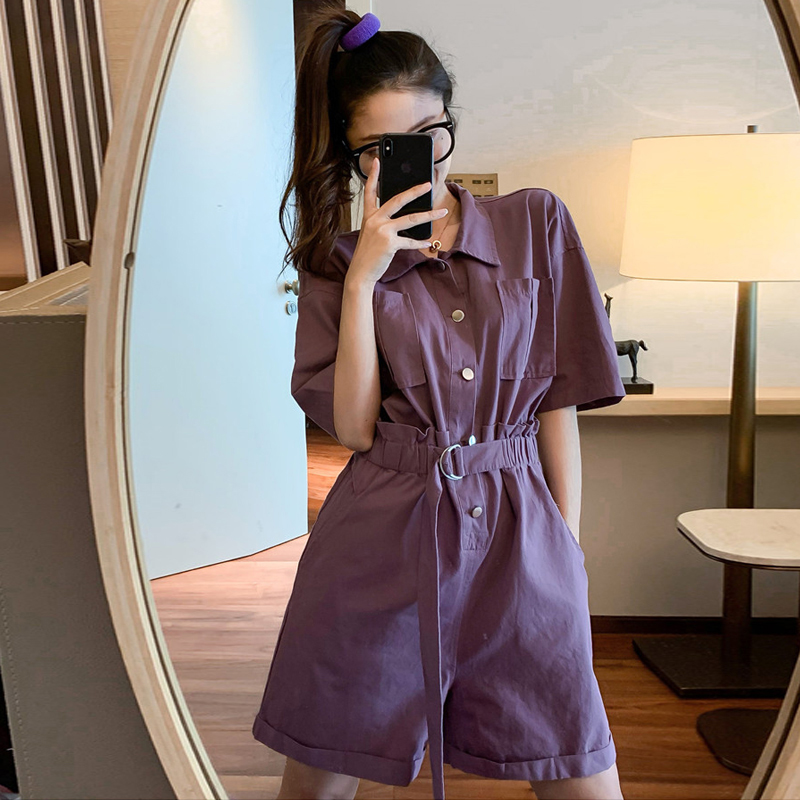连体衣裤女夏胖妹妹大码装胖mm夏季连体裤微宽松显瘦工装连衣裤阔腿