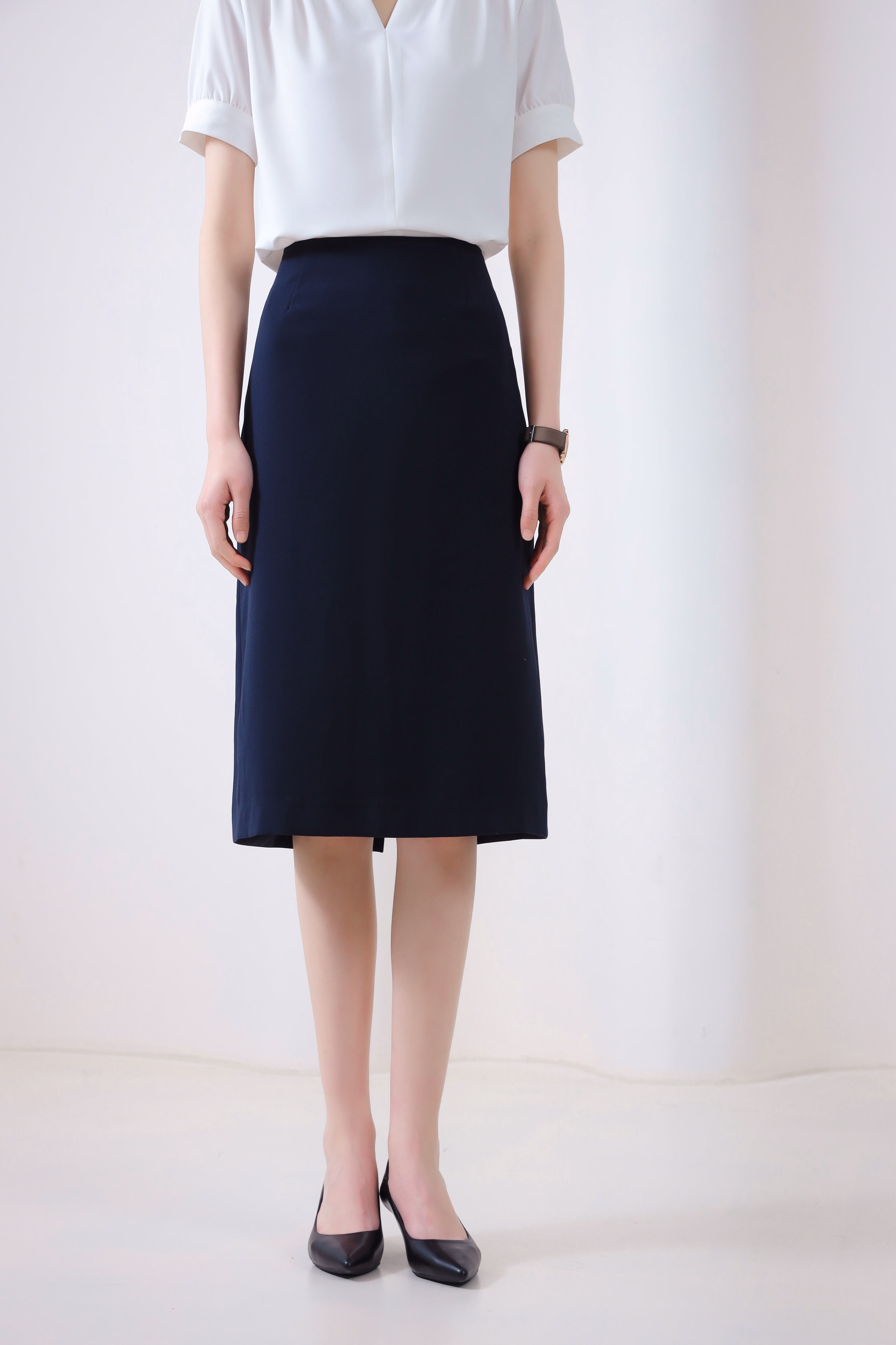 罗蒙(romon)四季款黑色西装裙修身半身裙黑色打底裙显瘦包臀裙职业开