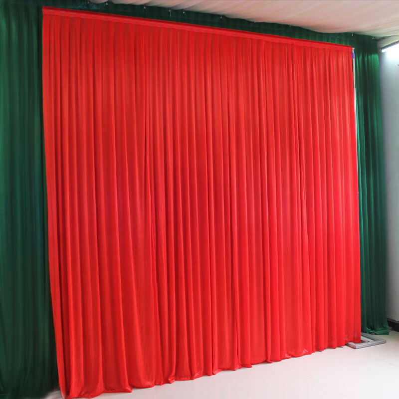 结婚拜天地背景布 新款中式婚礼婚庆舞台背景纱幔布幔大红婚庆布 3*3