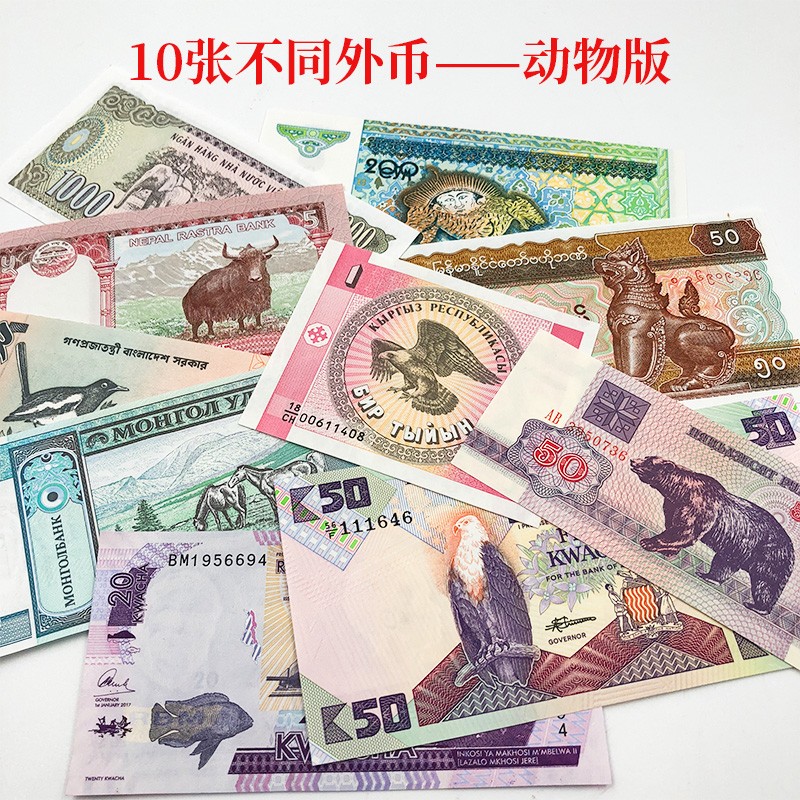 【甲源文化包邮】全新unc 10个国家10张不重复外国钱币 高性价比精挑