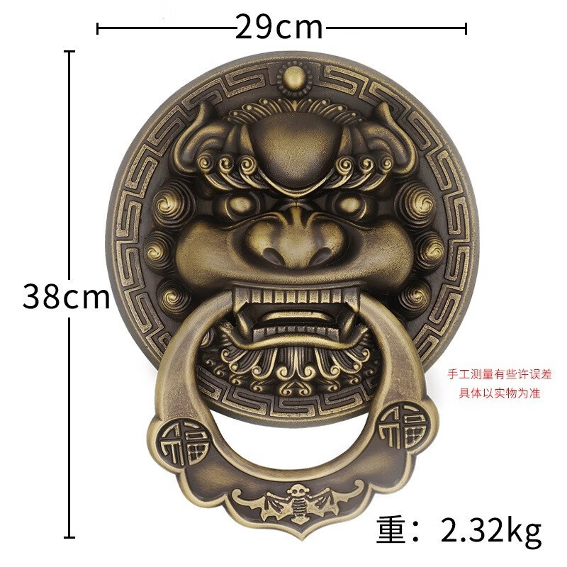 昊天斋中式仿古大门拉手铜虎头狮子头兽头门环老式门铜把手拉环宅门