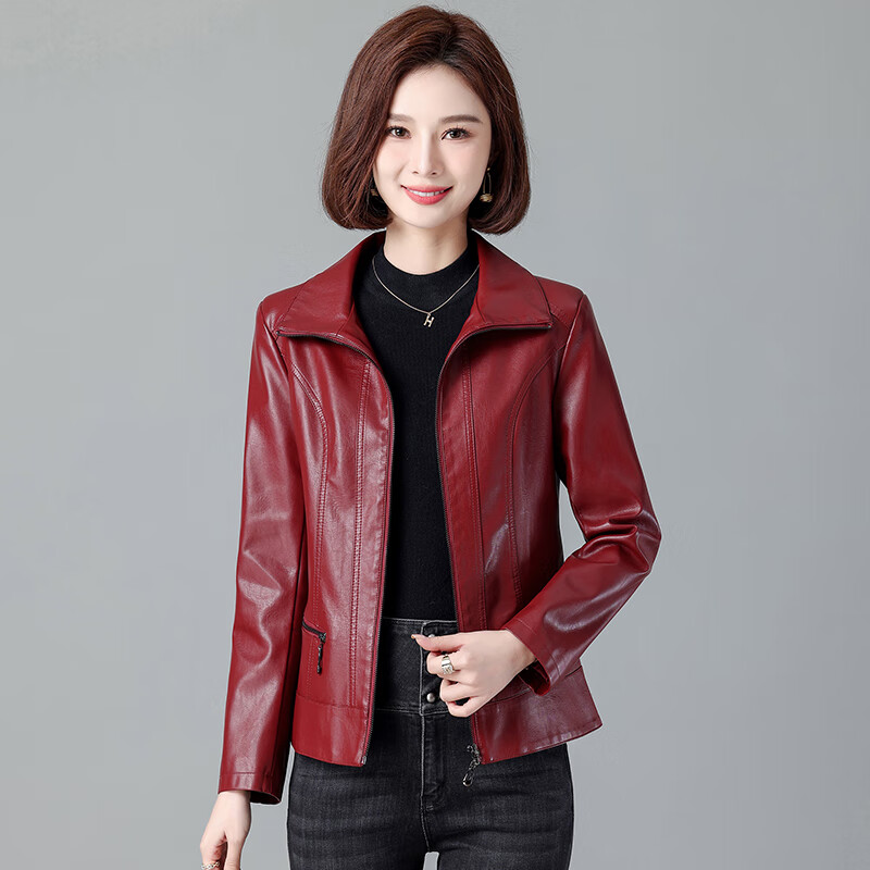 海宁真皮皮衣-枣红色 海宁真皮皮衣-m 建议85-98斤