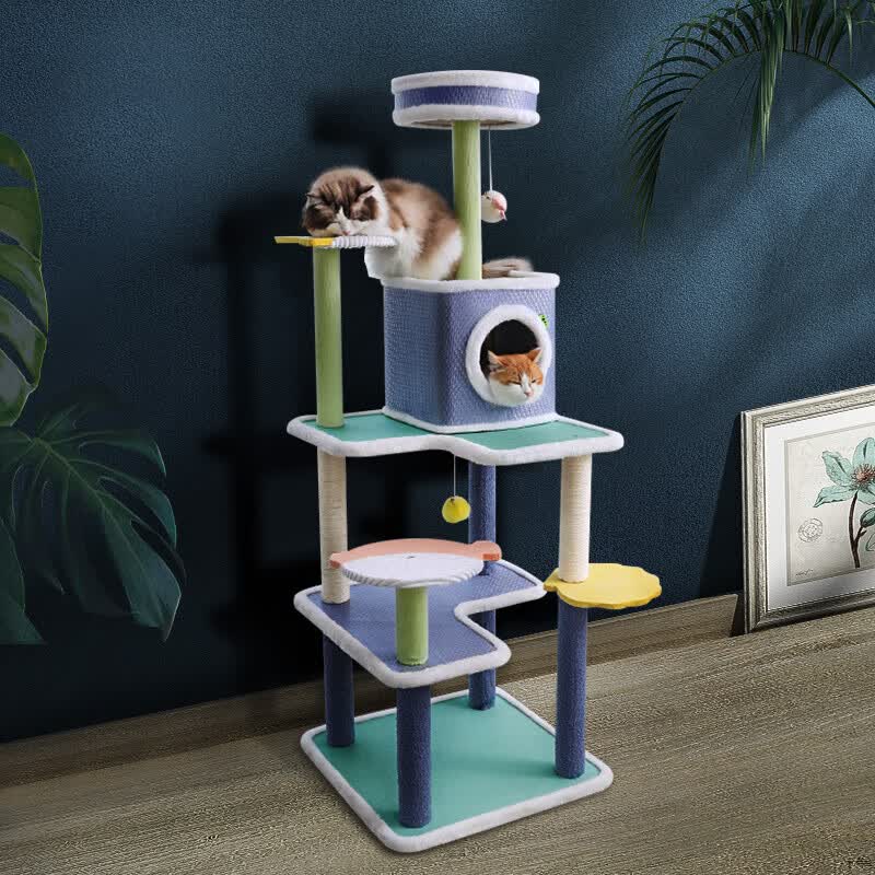 Hoopet猫爬架大型猫窝四季通用猫树一体猫抓柱爬柱用品猫玩具爬架窝猫架子 【底座超厚超稳】大型猫爬架+猫窝+逗猫球+跳台高性价比高么？