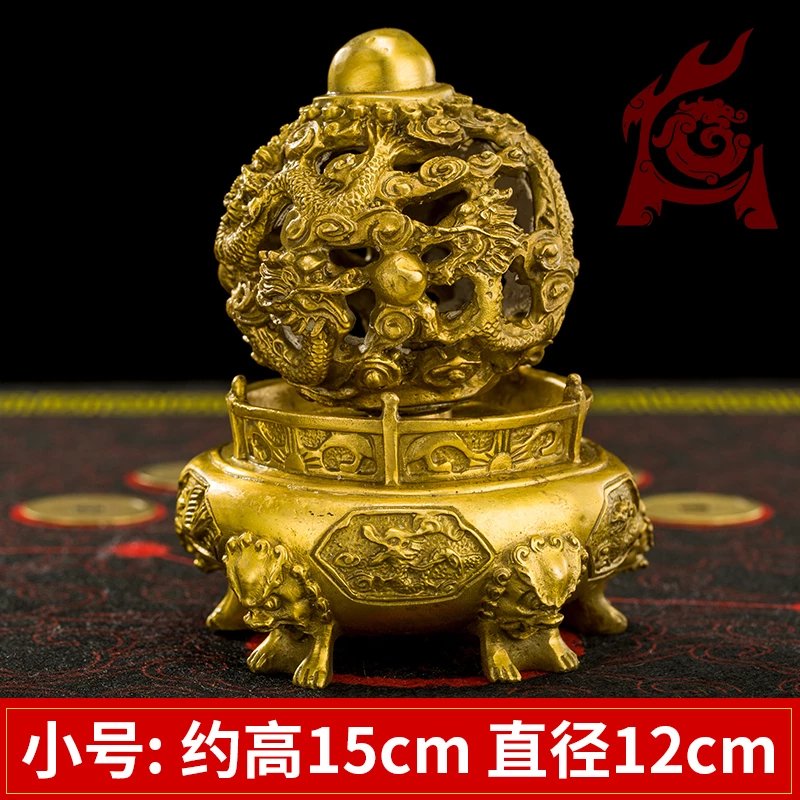 古雅善缘【铜·器】黄铜九转乾坤炉青龙鼎吉祥摆件-gysy-011 小号九转