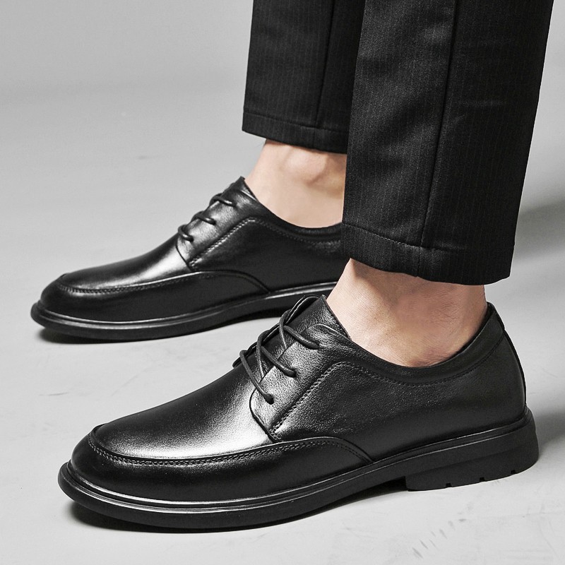 落脚潮牌子男鞋牛皮商务正装内增高工作男皮鞋秋冬季加绒保暖结婚新郎