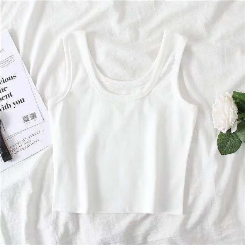 kahtop2024夏新款短款吊带白色背心女紧身内搭上衣外穿欧美辣妹打底