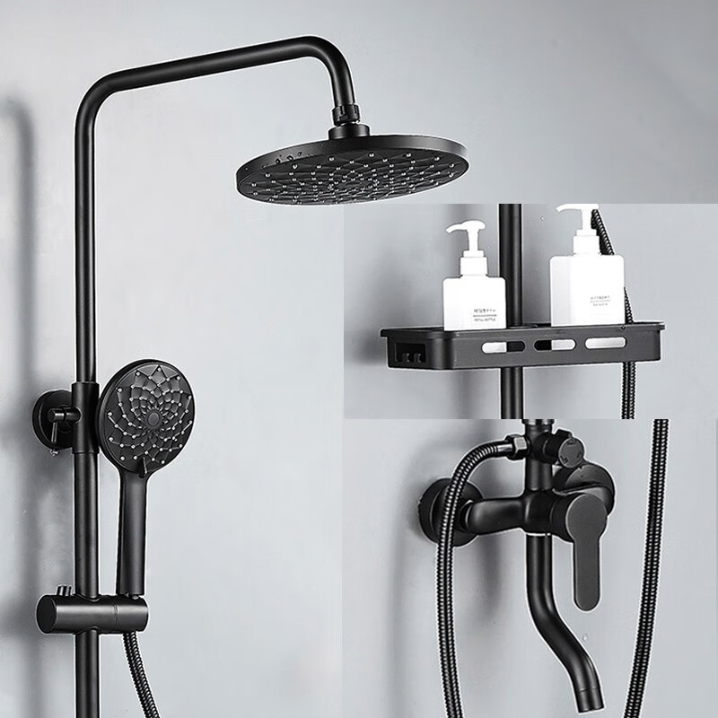 柏焱卫庄黑色天鹅淋雨花洒套装家用卫生间卫浴增压喷头淋沐浴器冷热水