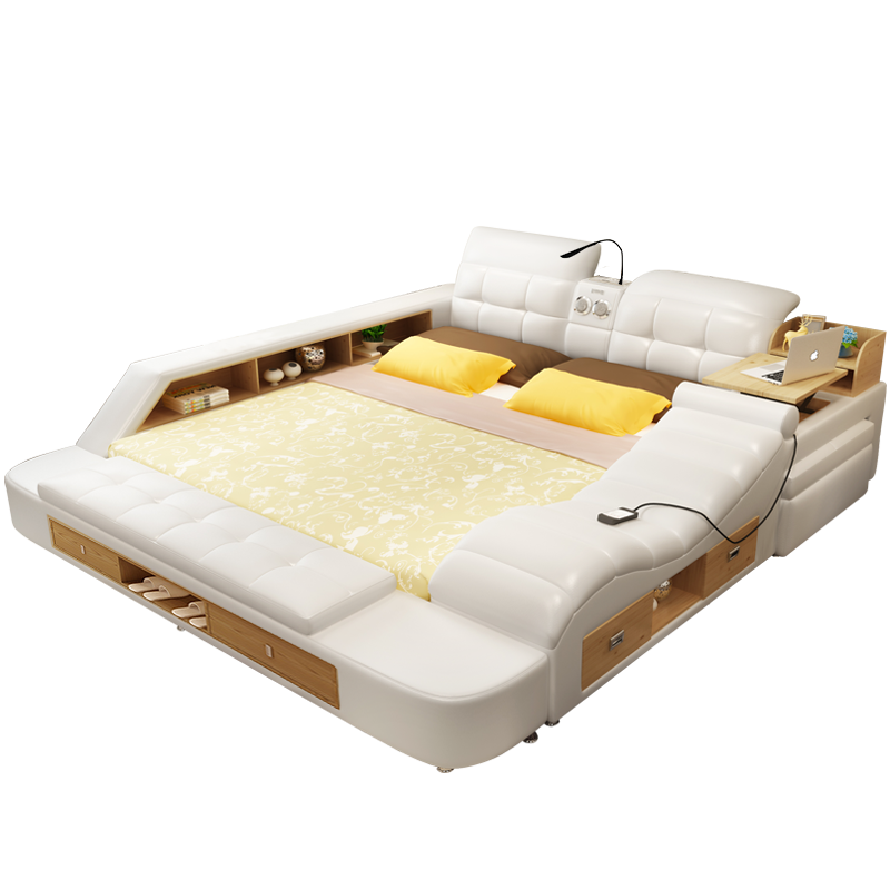 梵萨帝 床榻榻米床 现代简约卧室家具多功能按摩储物榻榻米双人床婚床 智能旗舰版 床+乳胶椰棕双面床垫
