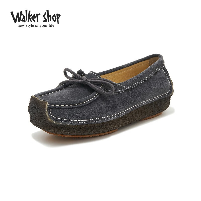 walker shop奥卡索女鞋春夏新款豆豆鞋软底蜗牛鞋透气时尚休闲百搭