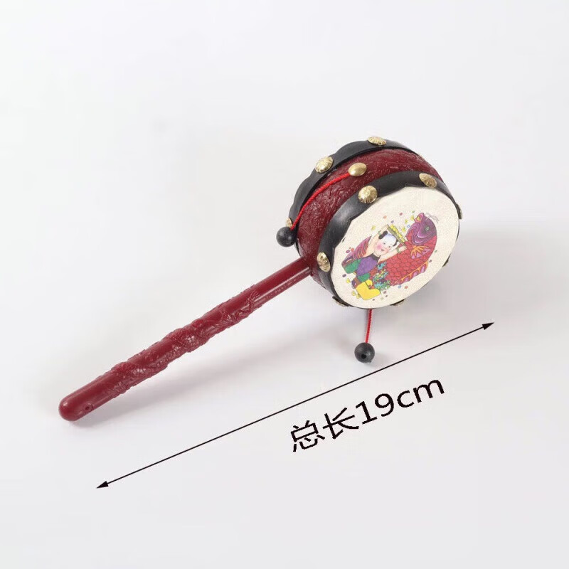 骄鹿婴儿玩具拨浪鼓木质婴儿可啃咬玩具0-6-12个月羊皮拨浪鼓老式怀旧