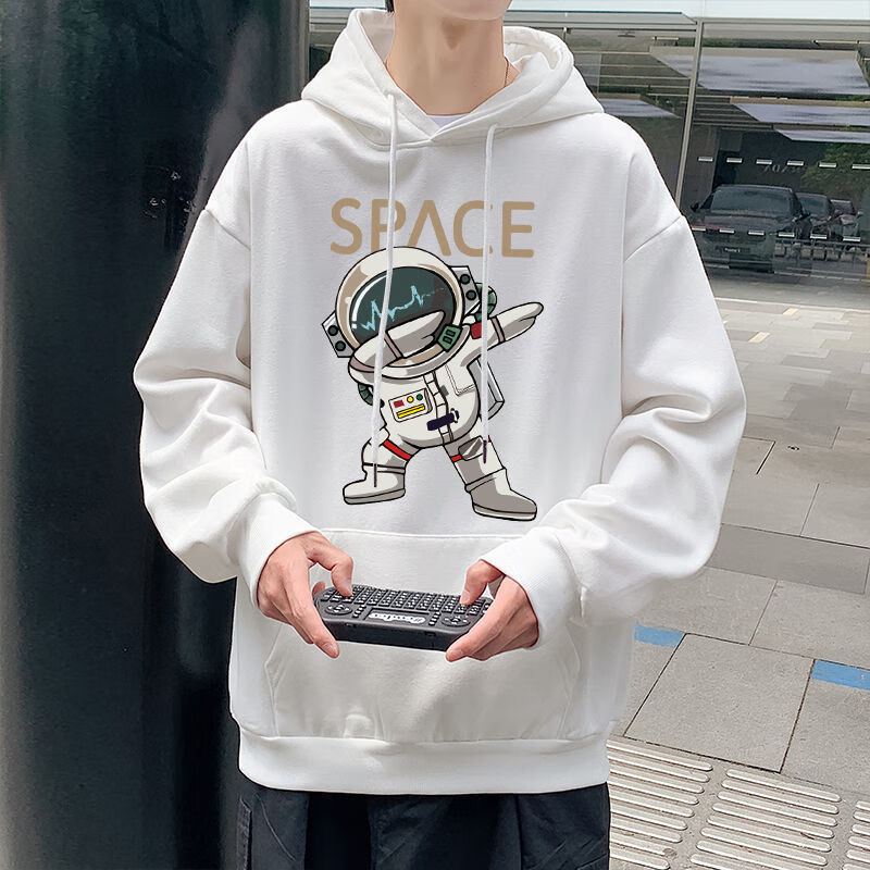 有带帽子的中学生卫衣男戴帽子初高中生连帽卫衣男春秋季潮流太空人