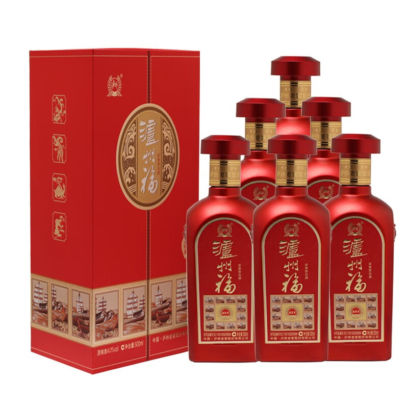 泸州(luzhou)泸州福福常来浓香型白酒42度500ml*6瓶  整箱盒装 42度