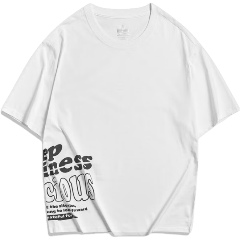 特步（XTEP）新款短袖针织衫时尚百搭男女同款t袖舒适情侣 珍珠白 M