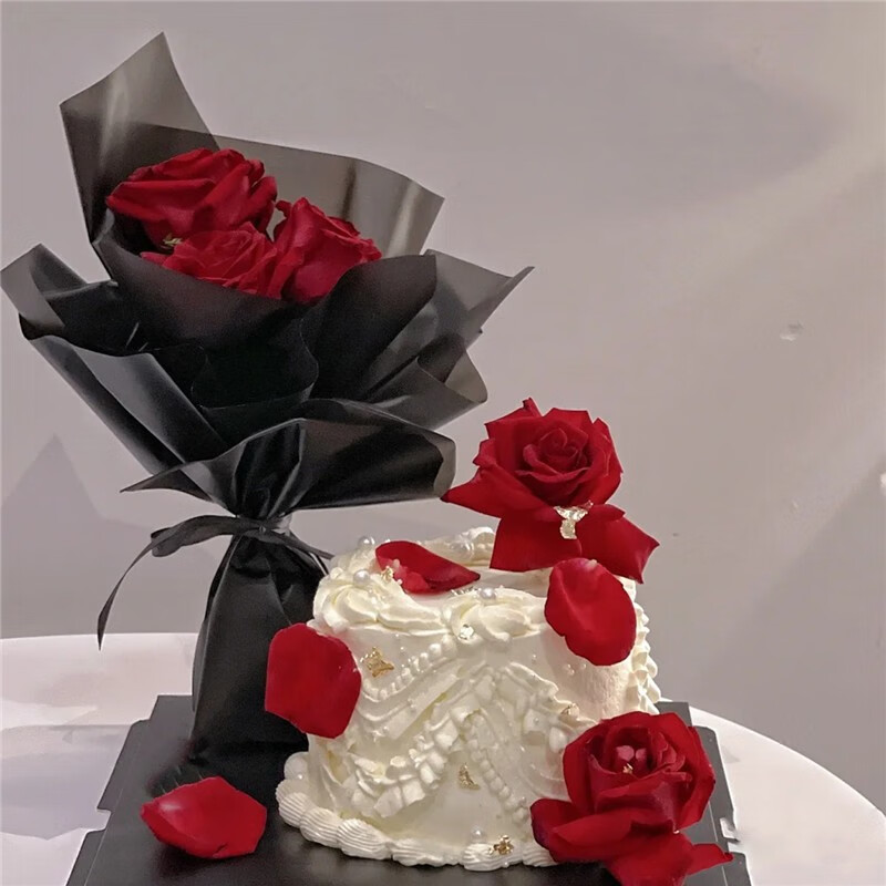 a款红玫瑰花束 蛋糕 6寸