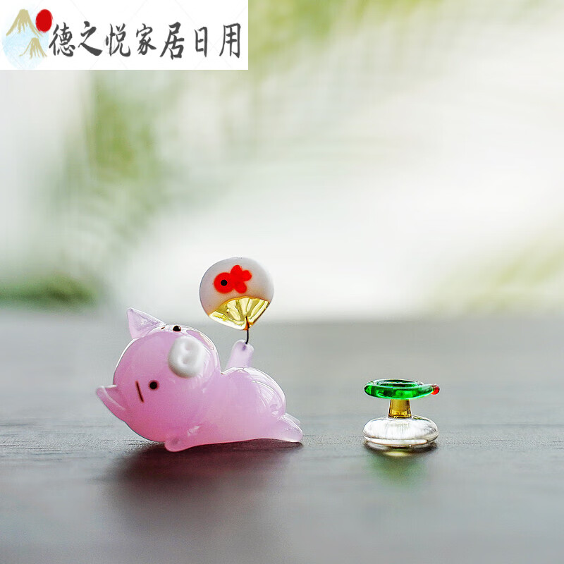 手作蓝玻璃蛙 可爱卡通手作硝子桌面玻璃摆件动物小猪伴手礼生肖 躺平