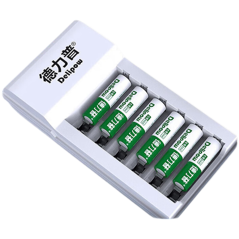 德力普（Delipow）充電電池 7號(hào)電池 配6節(jié)電池充電器套裝適用于玩具/遙控器/電子秤/電動(dòng)牙刷/鼠標(biāo)鍵盤等