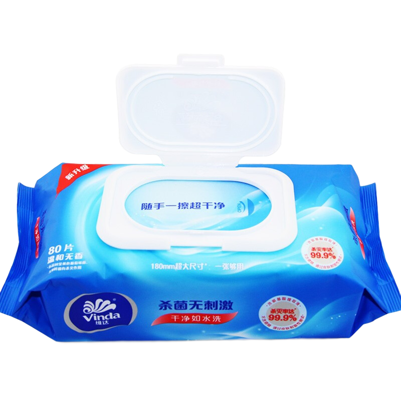 维达湿纸巾杀菌洁肤湿巾80片6包细菌杀灭率99.9% 杀菌湿巾80片/包