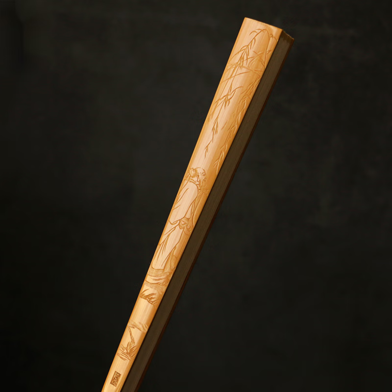 毅树天下(yishutianxia)名家袁江黄手工雕刻阴刻诗人老玉竹扇子文人