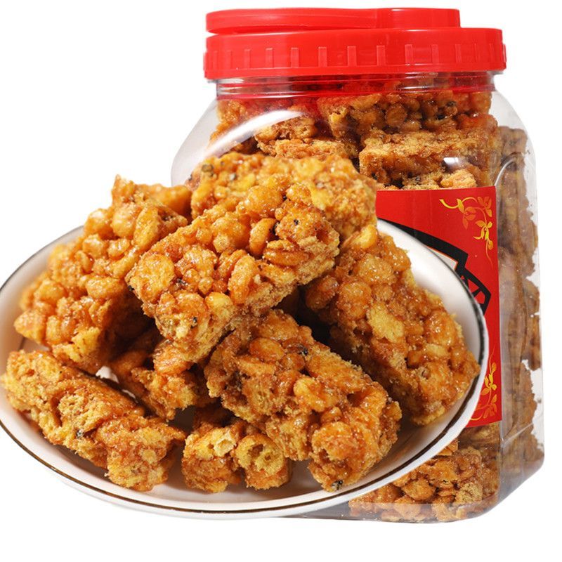 糖硬沙琪玛桶散装冻米糖古法烤糖香酥零食 红糖玉米酥300克桶/散装