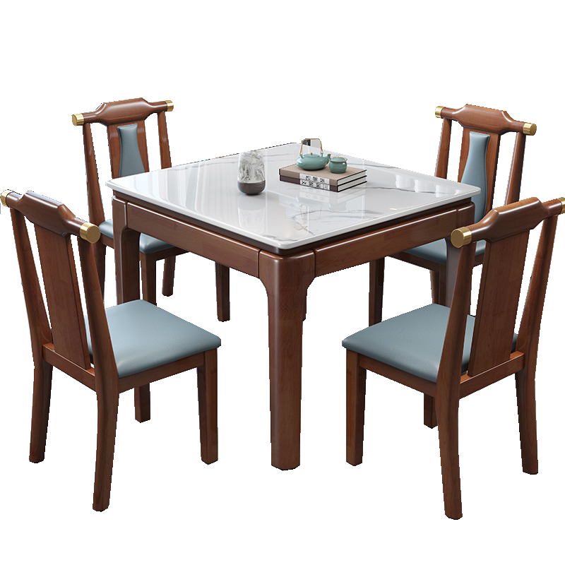佰世厅实木餐桌正方形岩板简约餐桌中式家用小方桌饭桌QH11# 0.9桌子