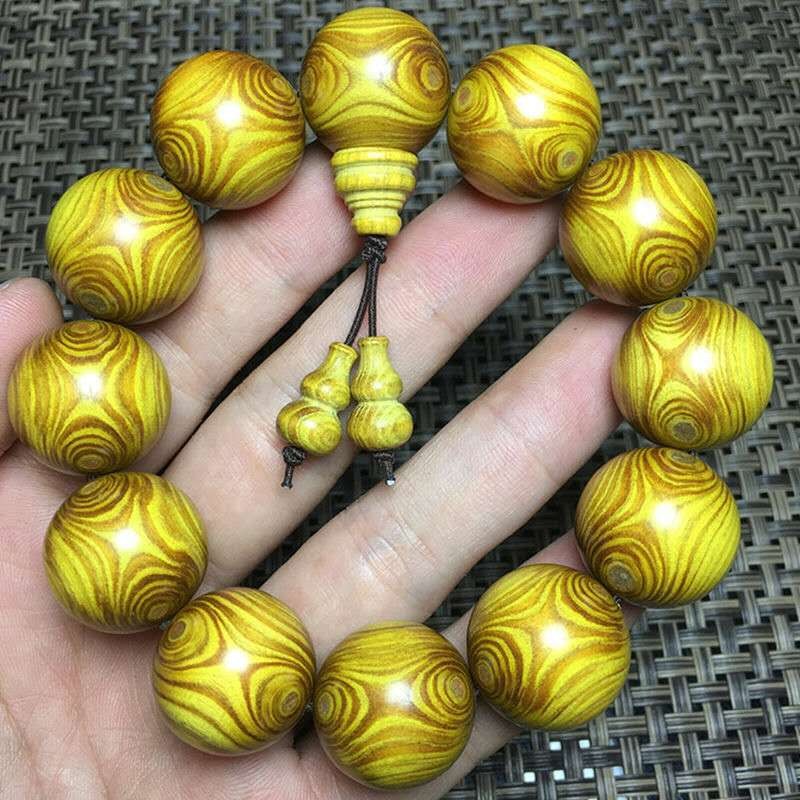 昙莲 对眼鬼脸老料黄金柚木手串情侣文玩佛珠 18mm*13颗